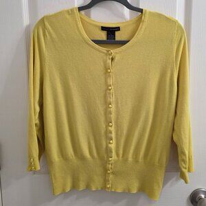 Pre‑Loved Yellow Cardigan Sweater with 3/4 Sleeves